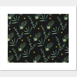 green  pine pattern Posters and Art
